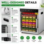 SHZICMY 800W Dörrautomat mit 10 Edelstahlschalen – Digitale Temperaturregelung & LED Touch Control – Bild 8