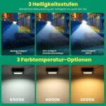 Aigostar Solar LED Strahler 50W mit Fernbedienung – Dimmbar, 3 Farbtemperaturen, IP66 – Bild 5