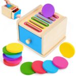FCSONU Montessori Steckspiel ab 1 Jahr – Holzspielzeug für Feinmotorik & Entwicklung