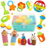 Wootoyz 14-teiliges Rassel-Beissring Set – Sensorisches Babyspielzeug 0-12 Monate mit Aufbewahrungsbox