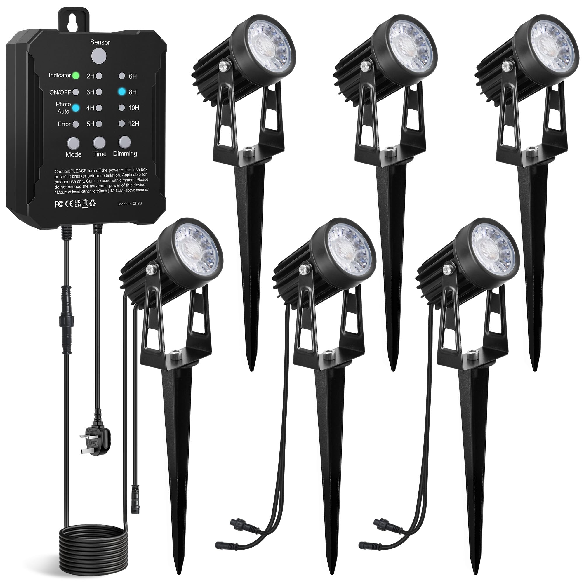 MALORY LED Gartenbeleuchtung 6er Set – 16,5 m Gartenleuchten mit Transformator & IP65 Schutz