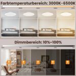 AprZLee Ø40cm LED-Deckenleuchte 38W – Dimmbar mit Fernbedienung für Wohnzimmer & Bad – Bild 3