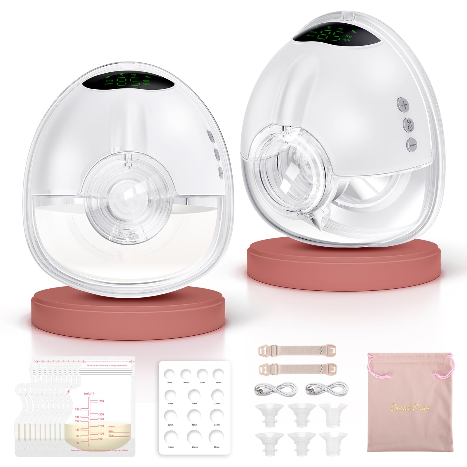 Lulia LU05 elektrische Milchpumpe Handsfree – 4 Modi, 350mmHg, tragbar für Mütter