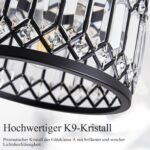 Vikaey Kristall Deckenlampe Schwarz Ø23cm – Moderner Kronleuchter mit E27 Fassung – Bild 8