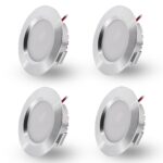 LED Einbaustrahler 230V 3W Flach – IP44 Deckenspots für Bad & Küche | 4er Set Silber Warmweiss