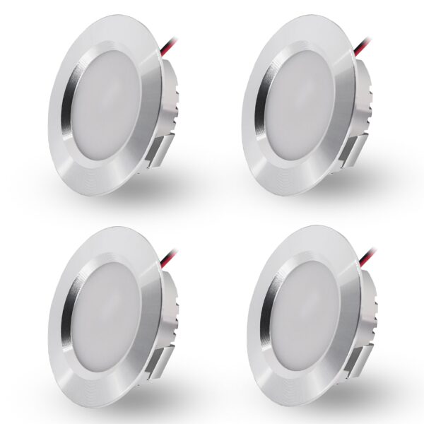 LED Einbaustrahler 230V 3W Flach – IP44 Deckenspots für Bad & Küche | 4er Set Silber Warmweiss
