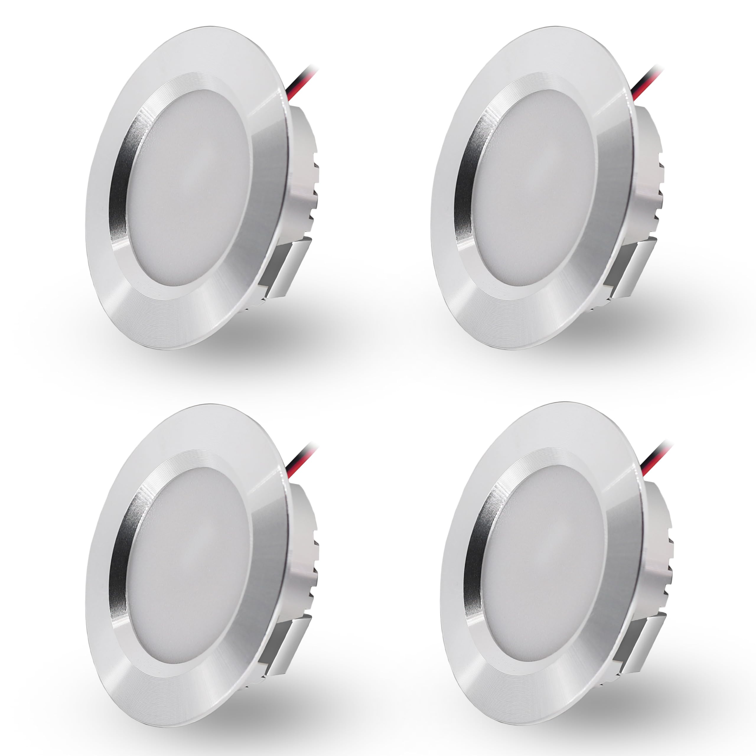 LED Einbaustrahler 230V 3W Flach – IP44 Deckenspots für Bad & Küche | 4er Set Silber Warmweiss