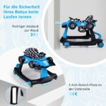 COSTWAY 4 in 1 Lauflernwagen Autofoermig – Höhenverstellbar mit Musik & Licht für Babys ab 6 Monaten – Bild 7