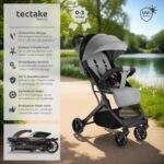 tectake® Buggy Kinderwagen 0–3 Jahre – Faltbarer Reisebuggy mit Sonnenverdeck & 5-Punkt-Gurt – Bild 4