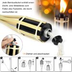 NAIZY Gartenfackeln 12er Set 90cm Bambusfackeln – Öllampen für Outdoor Garten & Deko – Bild 3