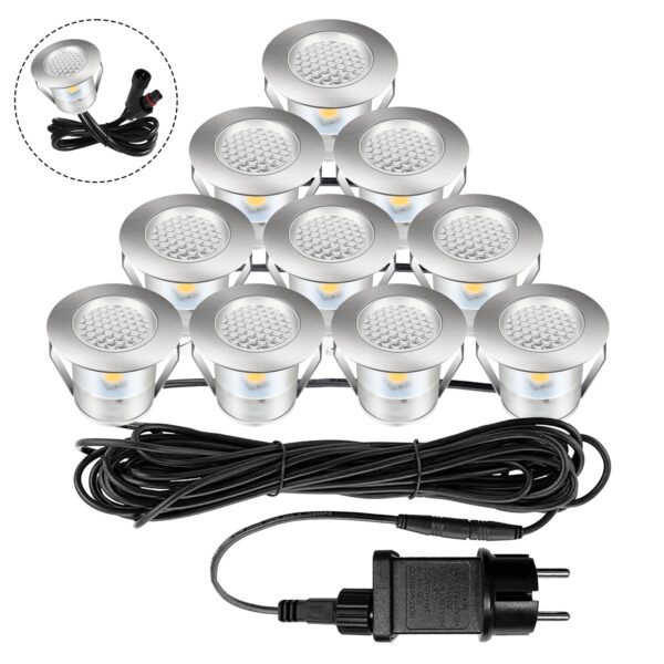 Bigzom 10er Set LED Terrasseneinbaustrahler warmweiss – IP67 Bodeneinbau für Aussen & Innen