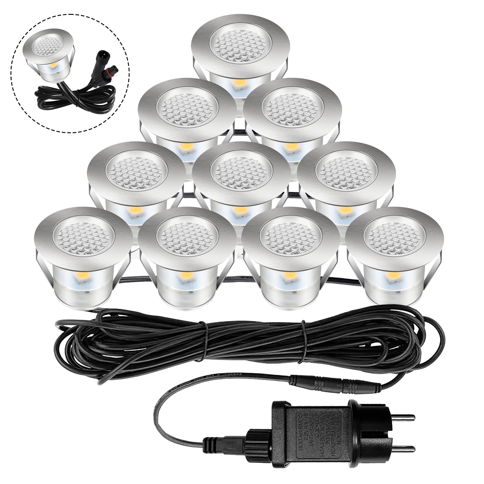 Bigzom 10er Set LED Terrasseneinbaustrahler warmweiss – IP67 Bodeneinbau für Aussen & Innen