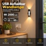 KuflooQ 2er Set LED Wandleuchte mit Bewegungsmelder & Fernbedienung – Dimmbar USB-Aufladbar – Bild 5