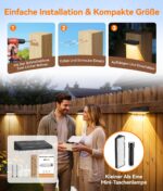 GEARLITE Solar-Wandleuchte 4er-Set mit 5 LED Linsenfokus – 10 Modi & IP65 Wasserdicht – Bild 9