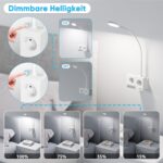 PRINCEWAY LED Wandleselampe mit USB-Ladefunktion – Dimmbar & 3 Lichtfarben für Schlafzimmer – Bild 2