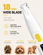 FURBONA Pfotentrimmer mit 18mm Klinge & LED – Leise Hundeschermaschine für präzise Pflege – Bild 2