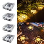4er Set Solar Pflastersteine 10x10x5cm – LED Bodenleuchten für Garten & Balkon