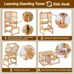 COSYLAND Lernturm 3 in 1 aus Bambus – Klappbar mit Maltafel für Kinder ab 1 Jahr – Bild 4