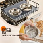 Erhöhter Futternapf Hund mit 6 Höhenstufen – Verstellbare Futterstation aus Bambus & Edelstahl für kleine Hunde und Katzen – Bild 5
