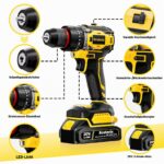 20V Kabelloser Schlagbohrschrauber 70Nm mit 24-teiligem Zubehör-Set – Borstenlos für DIY & Möbelmontage – Bild 3