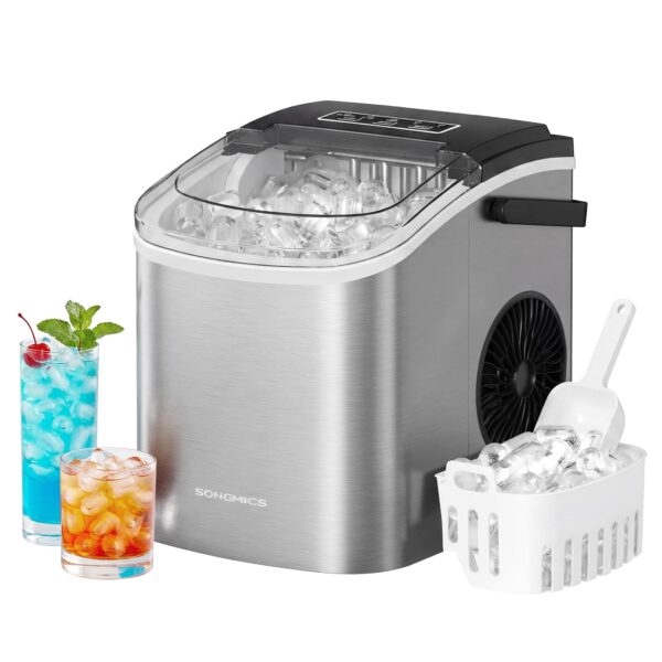 SONGMICS Eiswürfelmaschine XZB001E1EU – 12 kg/24h mit Selbstreinigung & 2 Würfelgrössen