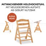 hauck Alpha Move Hochstuhl Newborn Set – 5in1 Mitwachsender Holzhochstuhl mit 2in1 Bouncer ab Geburt bis 90 kg – Bild 5