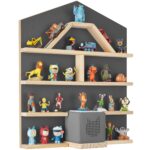 tectake® Holz Wandregal Hausform mit Magnetstreifen – Aufbewahrung für Tonies & Toniebox