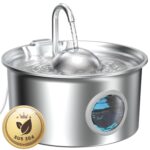 Dctrod Katzenbrunnen Edelstahl 2.6L – Automatischer Trinkbrunnen mit Filtersystem für Katzen & Hunde