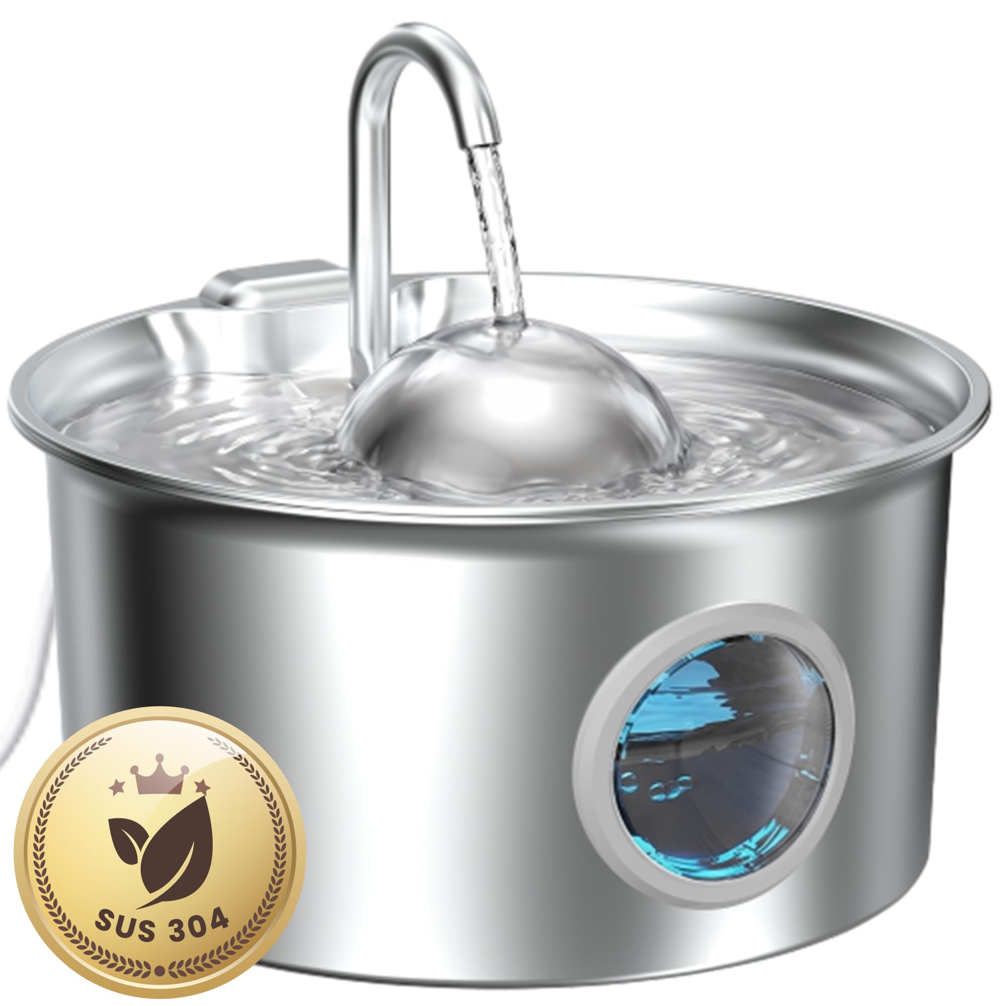 Dctrod Katzenbrunnen Edelstahl 2.6L – Automatischer Trinkbrunnen mit Filtersystem für Katzen & Hunde