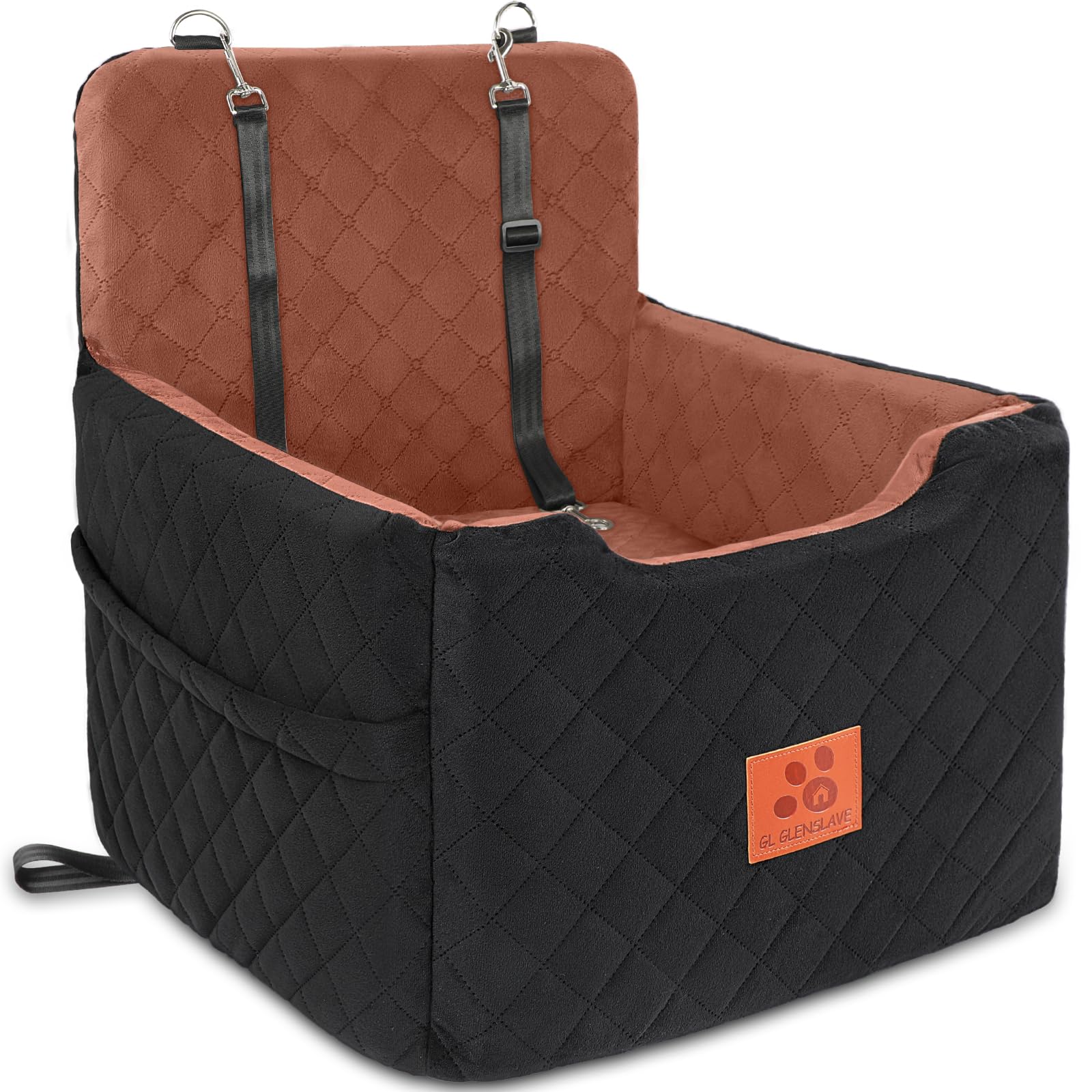GL GLENSLAVE Hundeautositz für kleine/mittlere Hunde – Memory Foam mit 2 Sicherheitsgurten