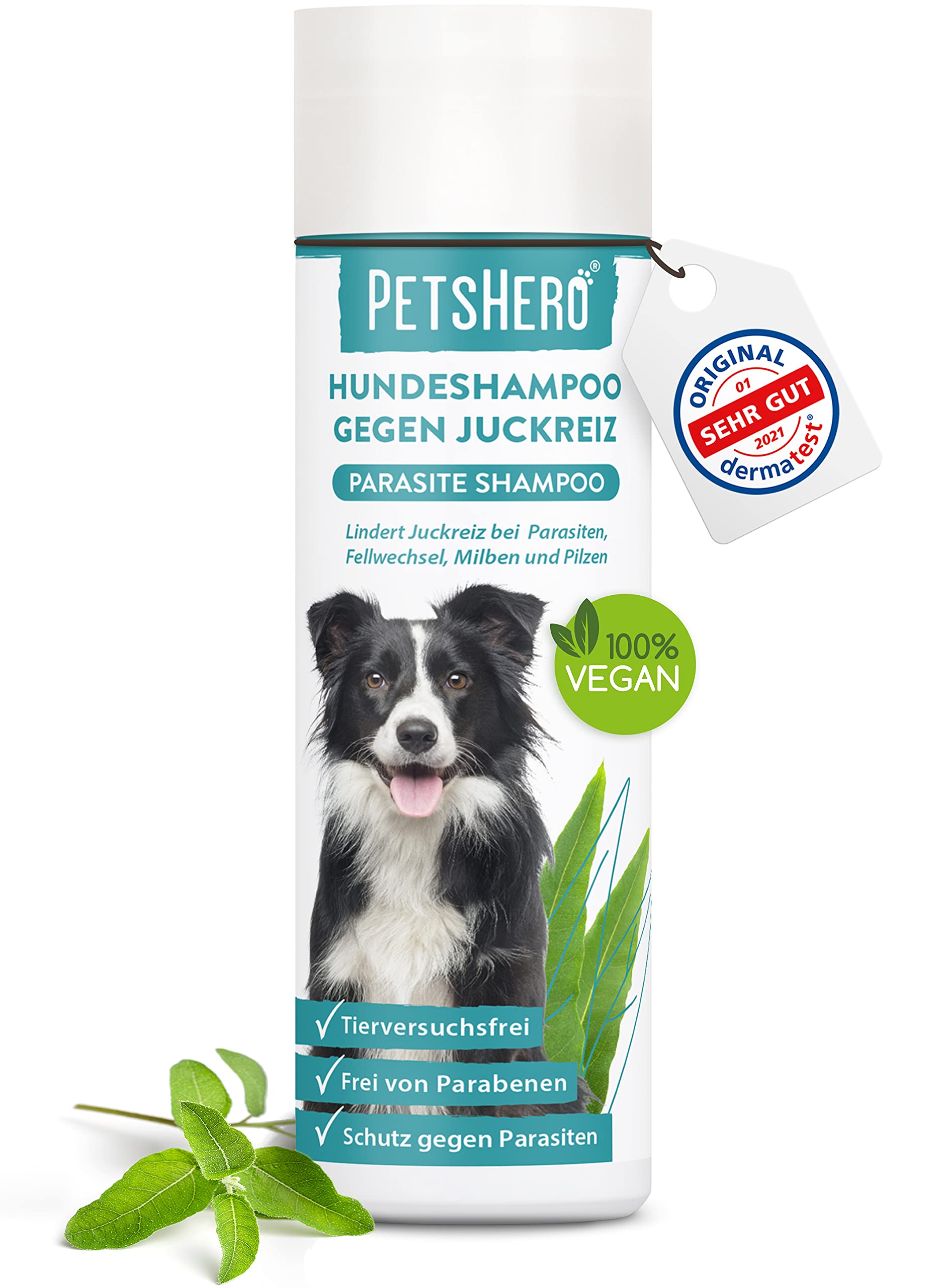 PetsHero Hundeshampoo 250 ml gegen Flöhe, Zecken & Milben – Parasitenschutz für Welpen