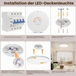 AprZLee Ø40cm LED-Deckenleuchte 38W – Dimmbar mit Fernbedienung für Wohnzimmer & Bad – Bild 8