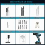 LEEIKOO Akkuschrauber 21V mit 2.0Ah Akku – 42Nm Bohrmaschine für DIY & Handwerk – Bild 8