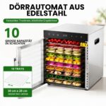 SHZICMY 800W Dörrautomat mit 10 Edelstahlschalen – Digitale Temperaturregelung & LED Touch Control – Bild 3