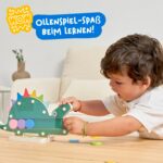 Nene Toys Hungriger Dino – Montessori Holzspielzeug mit Farb-Sortierspiel für Kleinkinder ab 2 Jahren – Bild 5