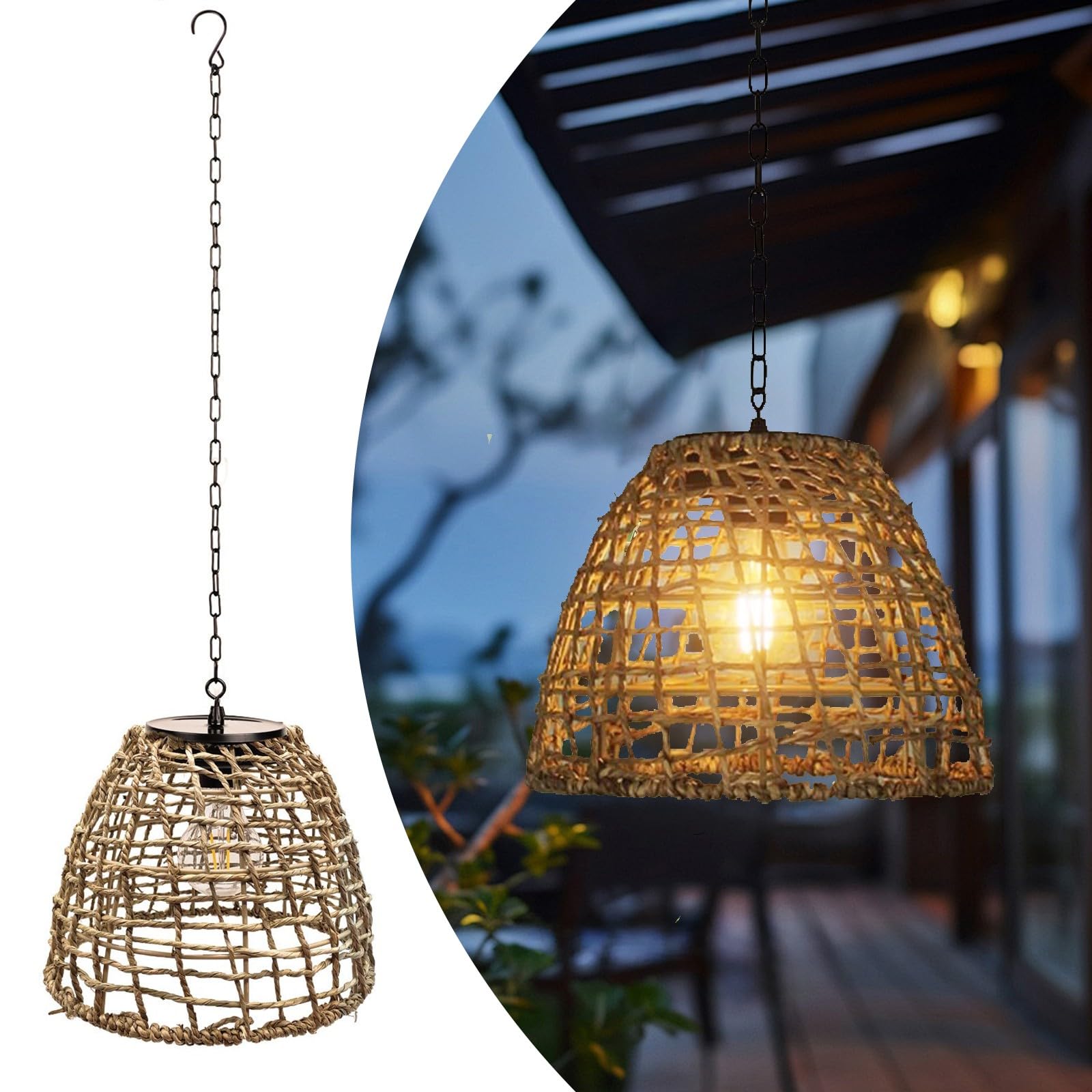 pearlstar Solar-Hängeleuchte mit LED-Filament – Wetterfeste Gartenlaterne für Aussen