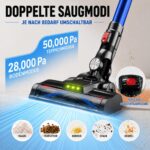 XINSHE Akku-Staubsauger 50 kPa mit Anti-Tangle & LED – 50 Min Laufzeit für Tierhaare – Bild 2