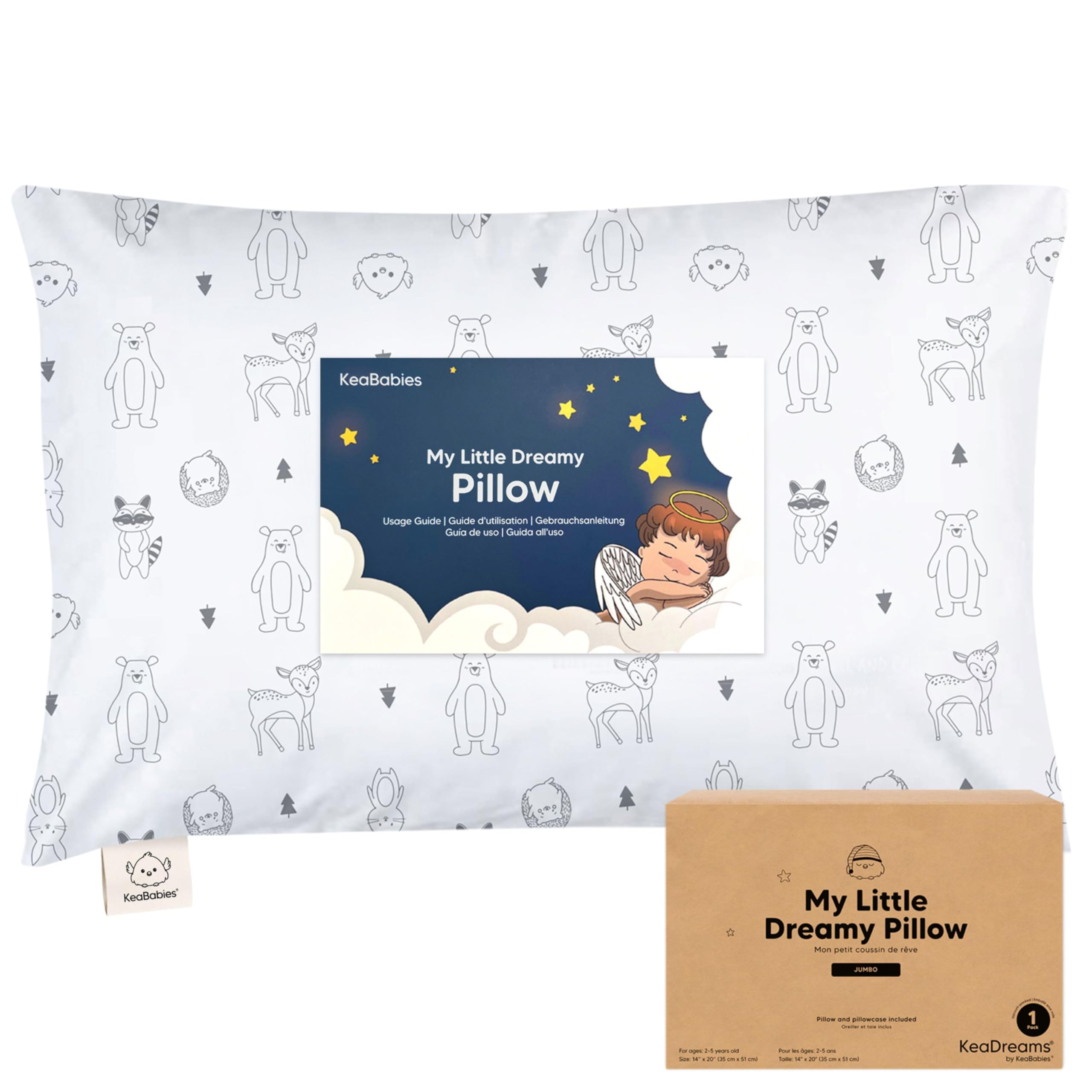 KeaBabies Kinderkissen 51x35cm – Ergonomisches Schlafkissen ab 2 Jahren mit Bio-Baumwolle