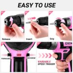 DEKOPRO 20V Akkuschrauber Set mit 2×2.0Ah Akkus & LED – 45Nm Bohrschrauber Rosa – Bild 7
