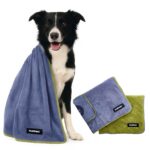 FLUFFINO Hundehandtuch 2er Set 120x70cm – Mikrofaser mit Handschlaufen für alle Hundegrösszen
