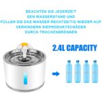 Wilktop Katzen Trinkbrunnen 2,4L mit Aktivkohlefilter & LED – Automatischer Wasserspender für Hunde & Katzen – Bild 7