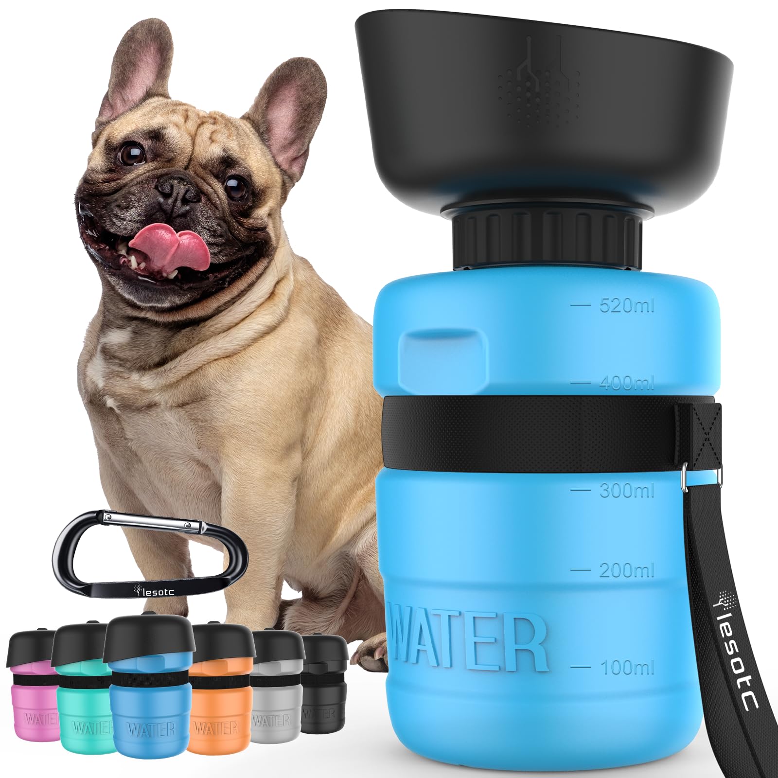 lesotc Hundetrinkflasche 520ml – Tragbar & Auslaufsicher für Unterwegs