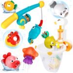VBACALA Badespielzeug-Set ab 3 Jahren – Magnetisches Angelspiel mit Wasserpistole