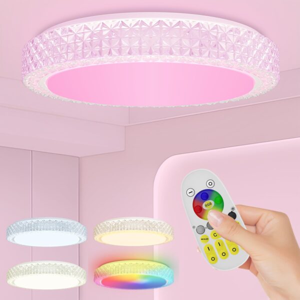 LZQ LED Deckenleuchte 48W Ø40cm dimmbar mit Fernbedienung – RGB Farbwechsel für alle Räume