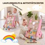 Takeeyce Montessori Lauflernwagen Holz – 8 Spielaktivitäten & Einstellbare Räder ab 10 Monate – Bild 3