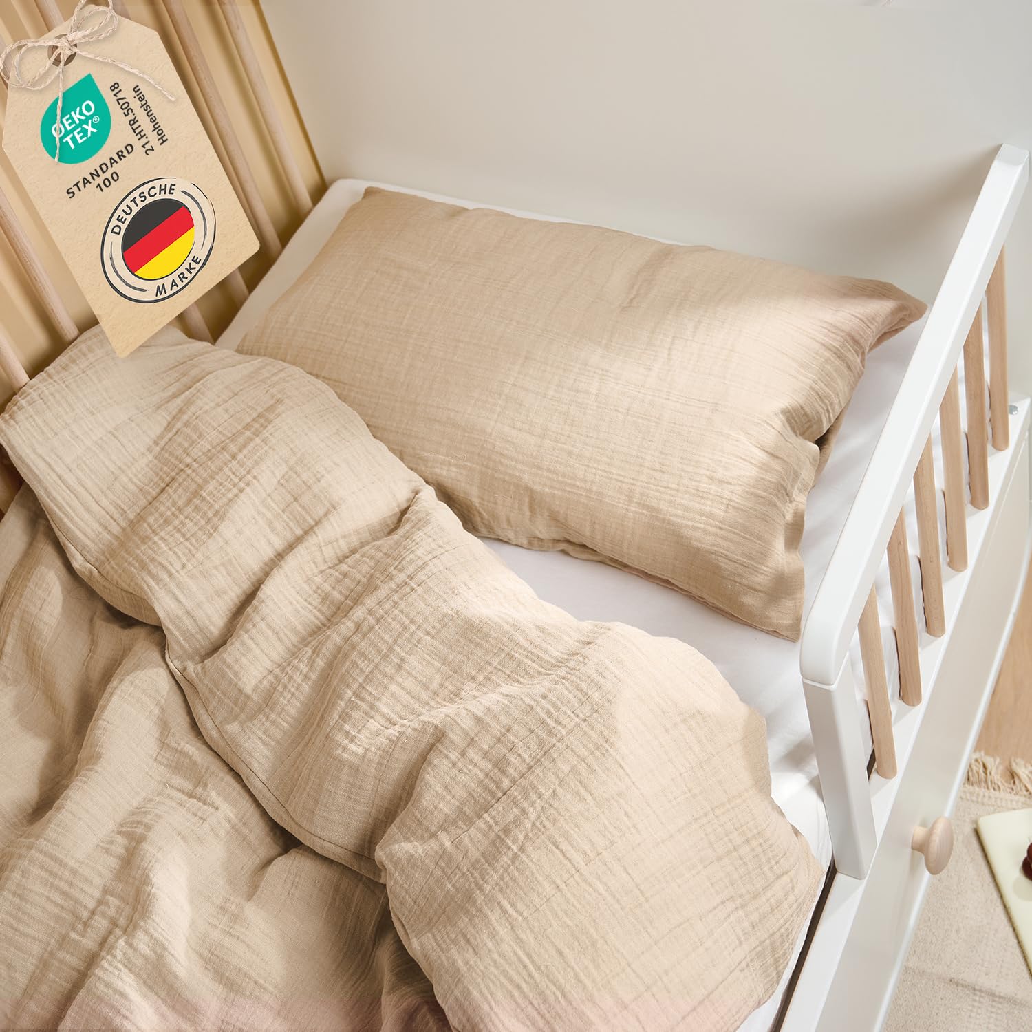 Laleni Musselin Bettwäsche Set 100x135cm + Kissenbezug 40x60cm – 100% Baumwolle, OEKO-TEX zertifiziert