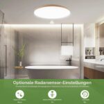 LEZOE LED Deckenleuchte 15W 2050lm mit 5.8G Radar-Bewegungsmelder – IP54 Sensorlampe für Badezimmer, Flur, Garage, Treppen Ø25cm – Bild 2