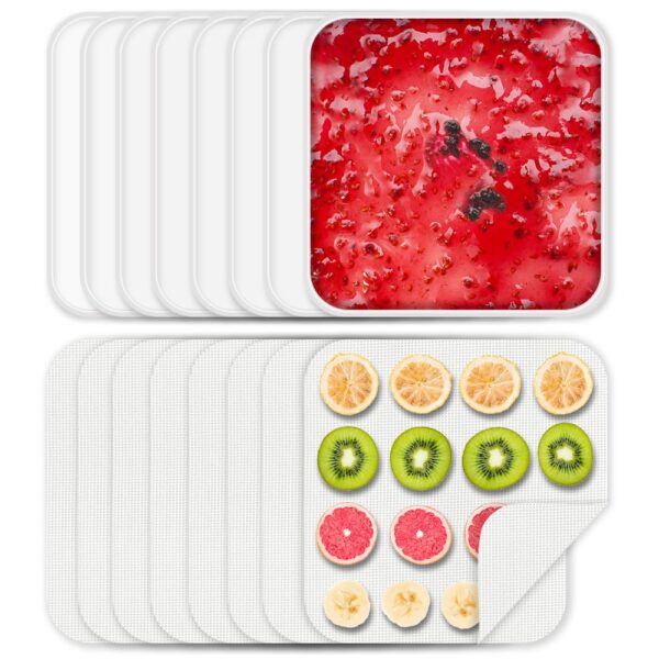 Cercker 16-teiliges Silikon-Dörrset (8x Rand + 8x Netz) – 27,9 cm Dehydrator-Matten