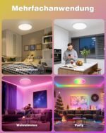 Oraymin LED Deckenlampe Ø22,8cm dimmbar – 18W RGB Farbwechsel mit Fernbedienung – Bild 6
