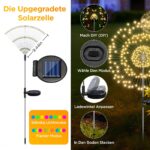 HELESIN Solar Gartenleuchte 4er Set mit 120 LEDs – Warmweiss Feuerwerk Deko für Aussen – Bild 7